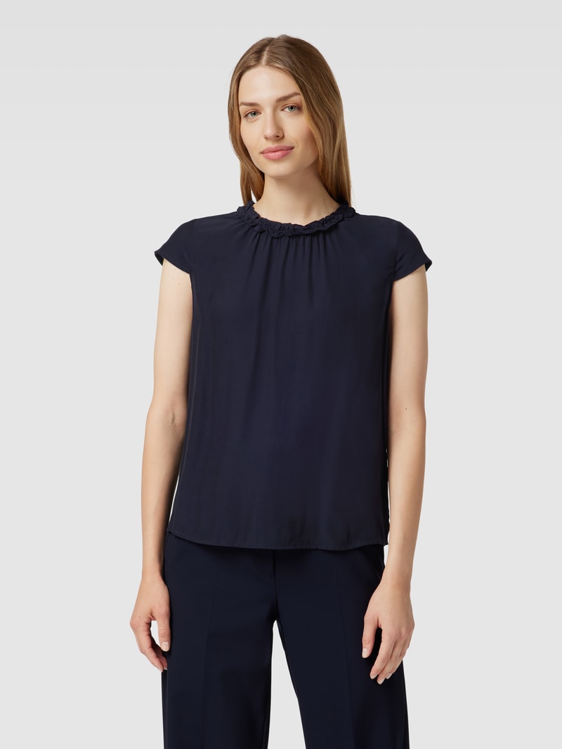 Blusenshirt mit Rüschung in marineblau
