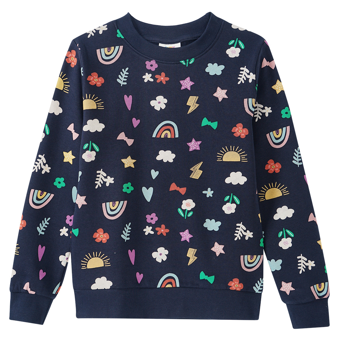 Mädchen Sweatshirt mit bunten Motiven allover
