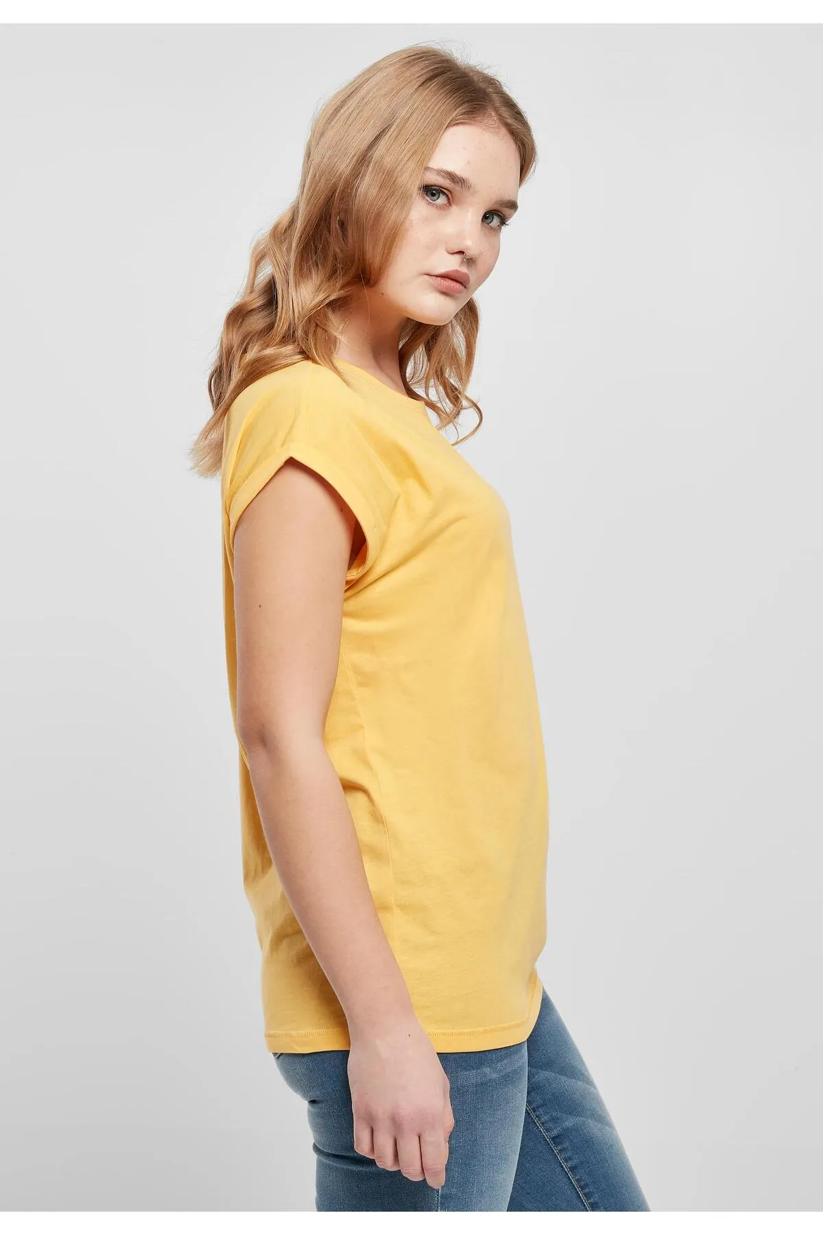 Urban Classics  Damen T-Shirt mit verlängerter Schulterpartie für Damen