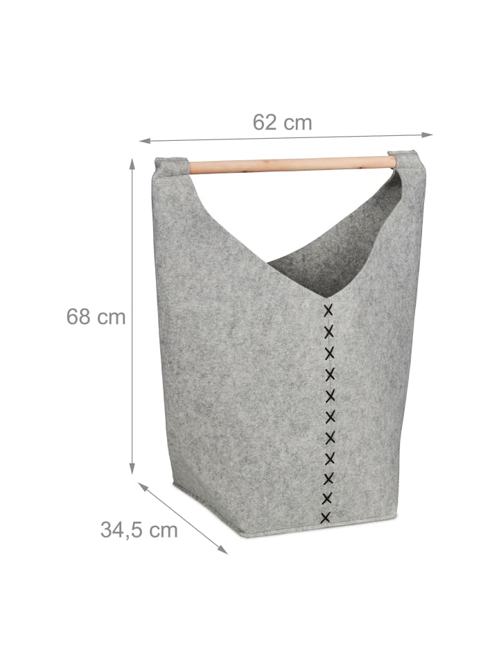 relaxdays Wäschesammler in Hellgrau/ Natur - (B)62 x (H)68 x (T)34,5 cm günstig kaufen onesize