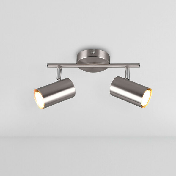 Deckenstrahler Robert, 2er-Spot, nickel matt/chrom