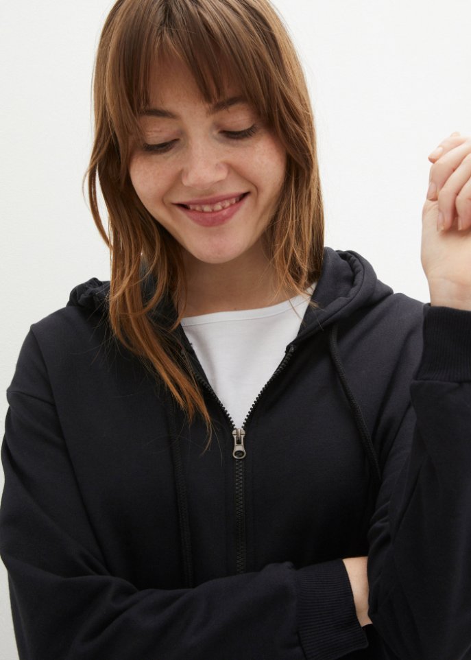 Extra lange Sweatjacke mit Seitenschlitzen
