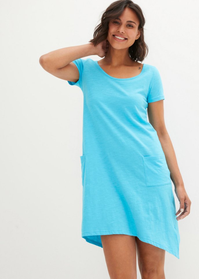 Kurzes Baumwoll-Shirtkleid aus Flammgarn