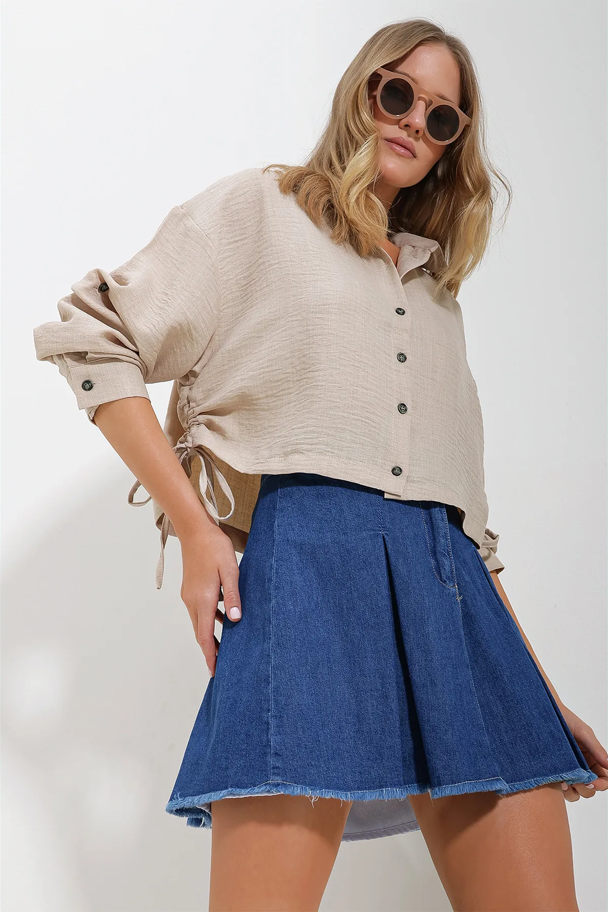 Trend Alaçatı Stili  Hemd - Beige - Regular Fit