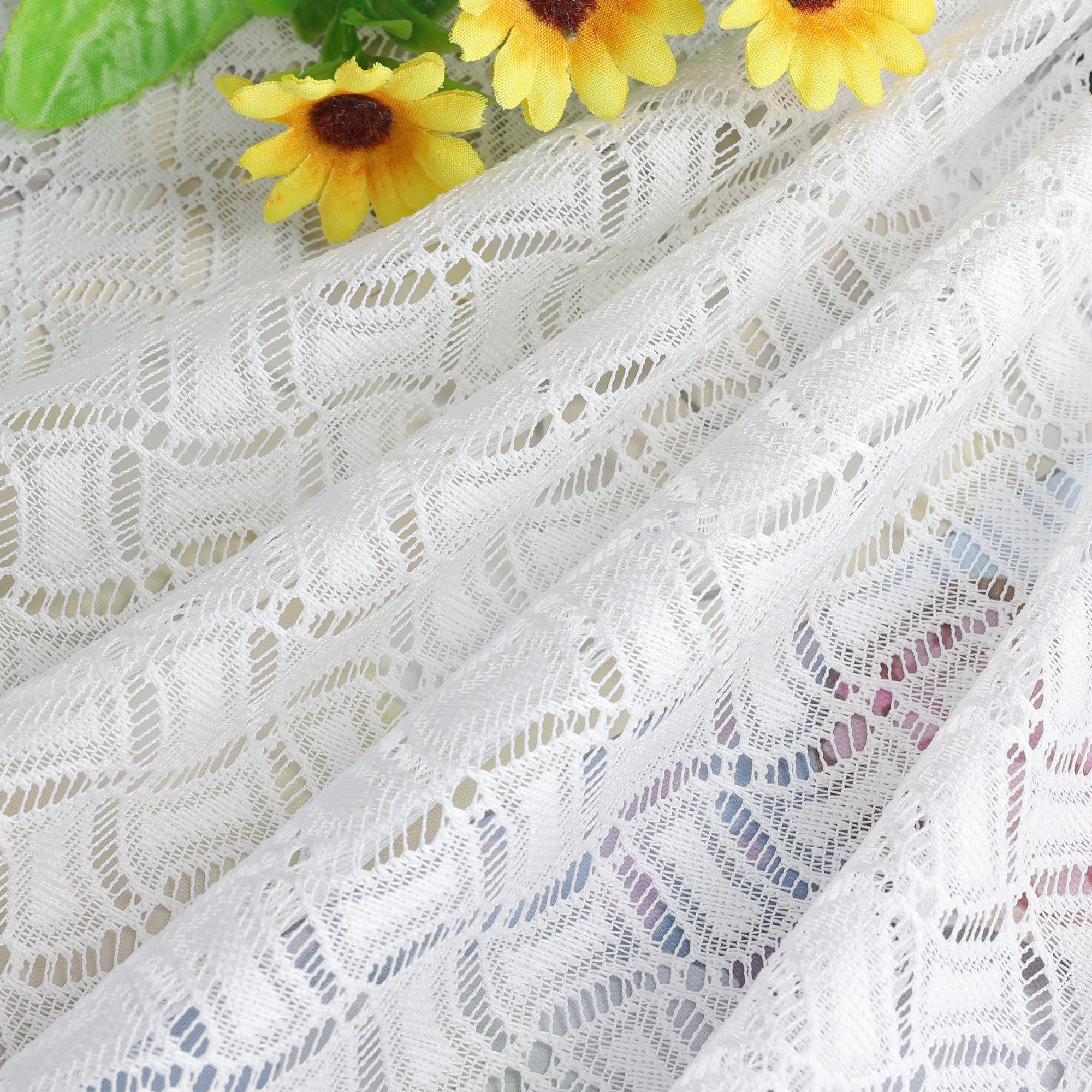Scheibengardine, Joyswahl, Stangendurchzug (2 St), transparent, mit Karo, Vintage, Kurztores Jacquard Gardinen