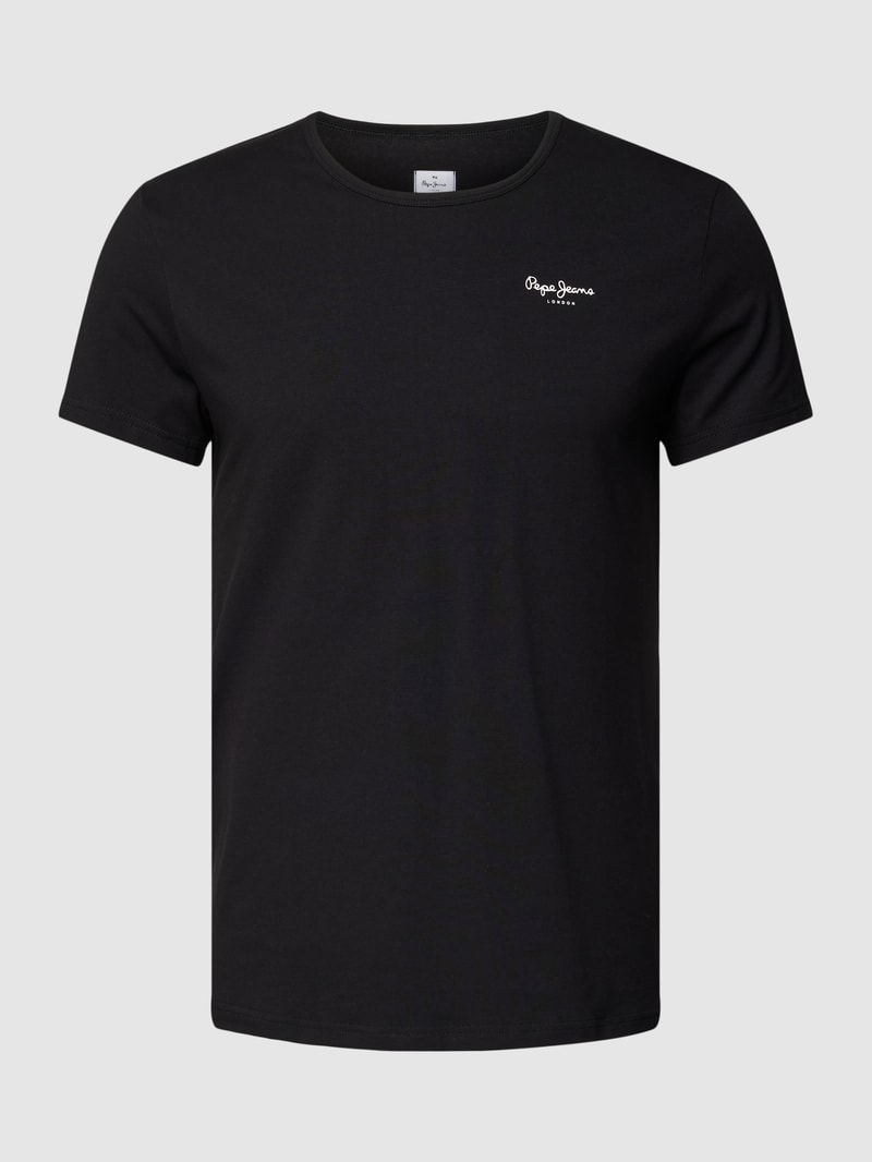 T-Shirt mit Label-Print im 2er-Pack in schwarz