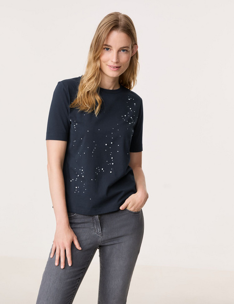 T-Shirt mit Steinchendekor