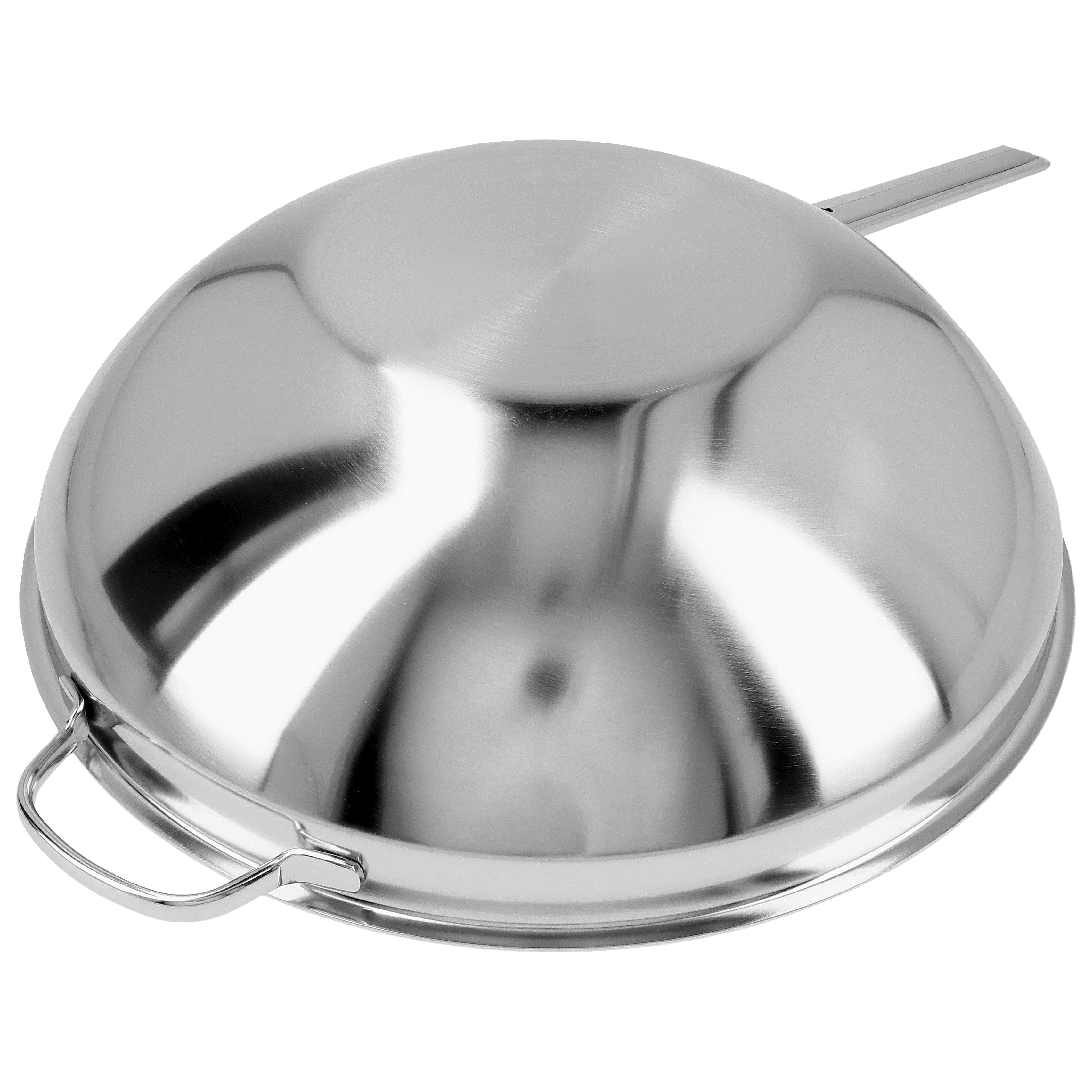Wok flacher Boden 36 cm, 18/10 Edelstahl