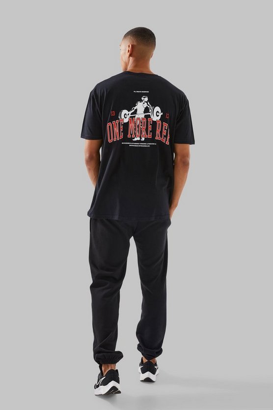 Oversize T-Shirt mit Man Active One More Rep Print