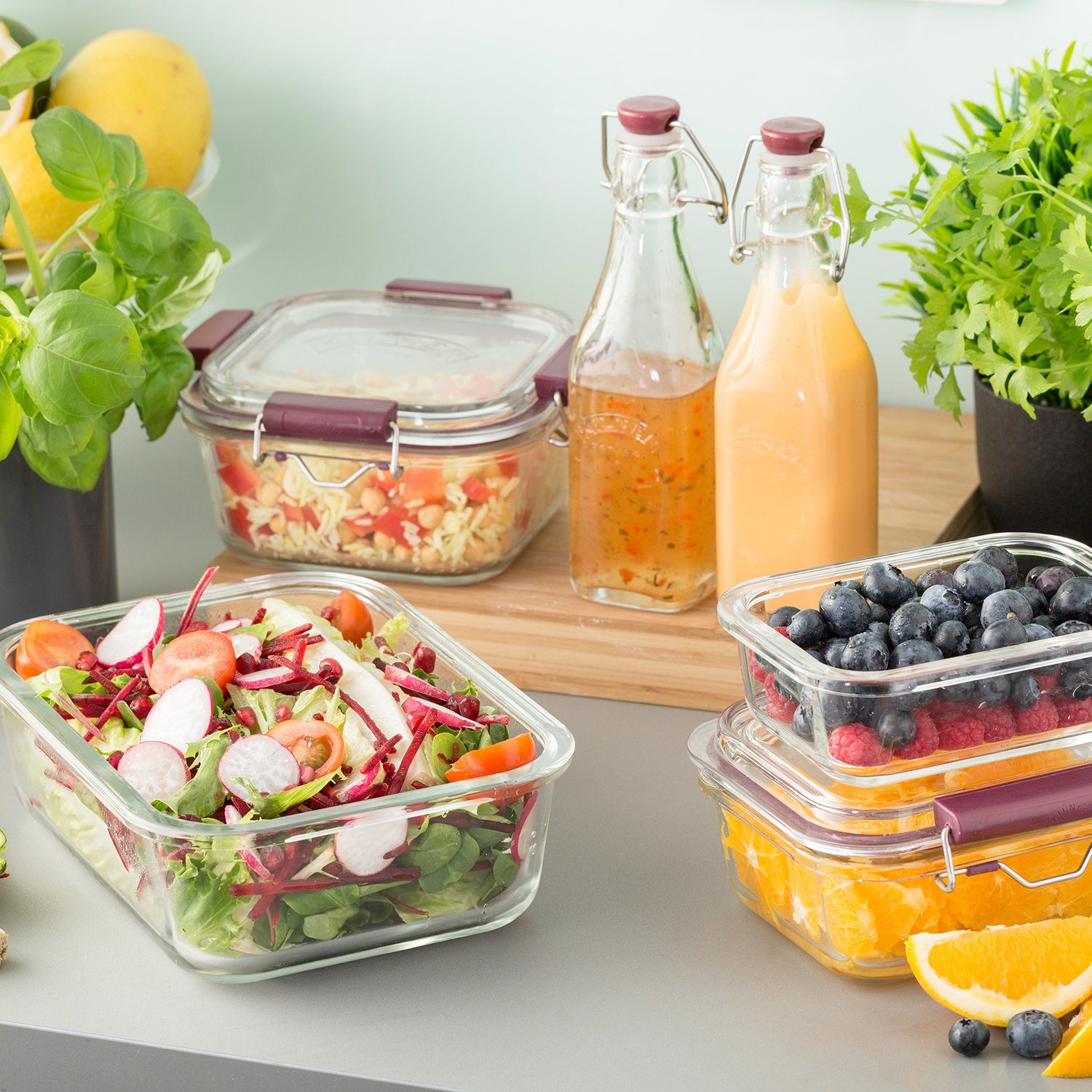 KILNER Frischhaltedose, Borosilikatglas, (Set, 1-tlg), auslaufsicherer Bügelverschluss, hitzebeständig, spülmaschinengeeignet