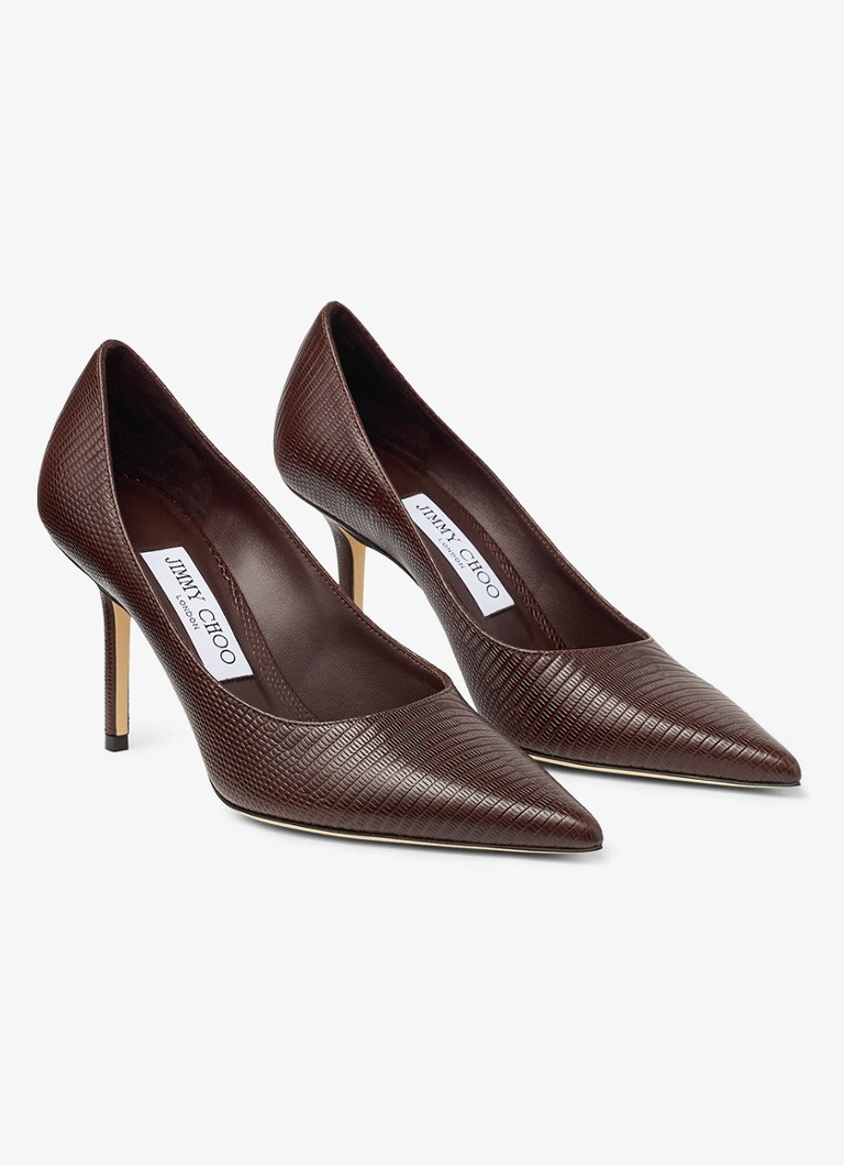 Pantofi cu toc înalt Jimmy Choo Love 85 din piele de vițel cu textură de șarpe.