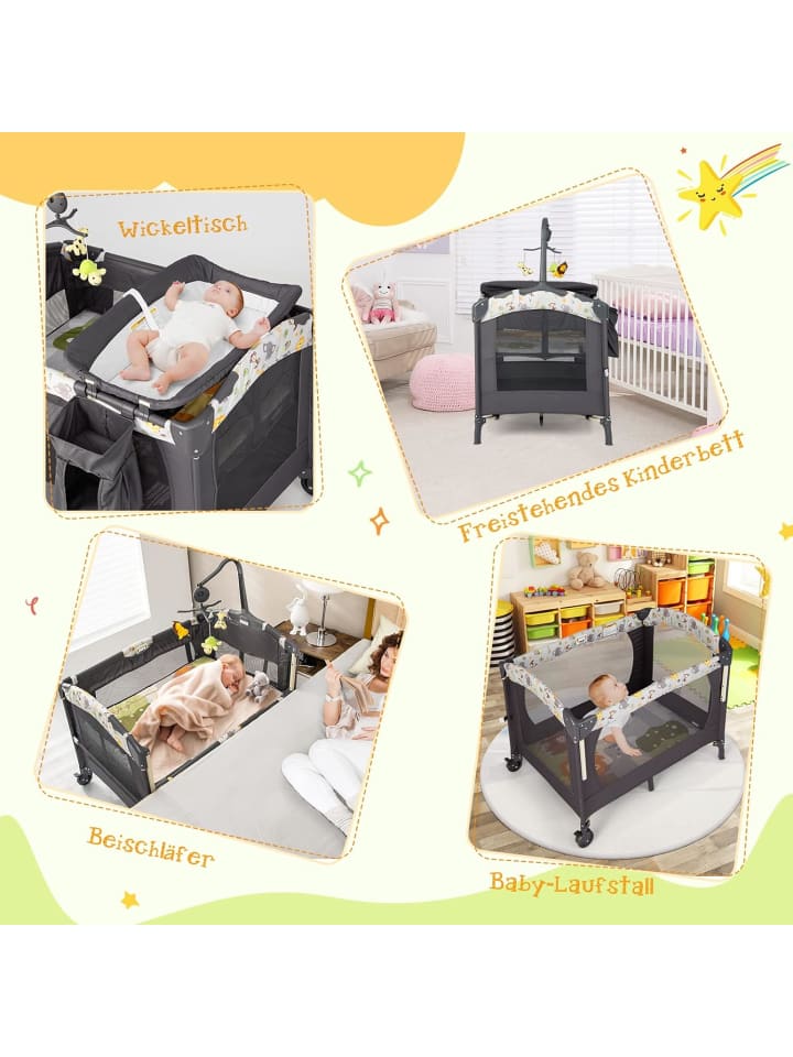 COSTWAY 4 in 1 Reisebett in Anthrazit günstig kaufen onesize