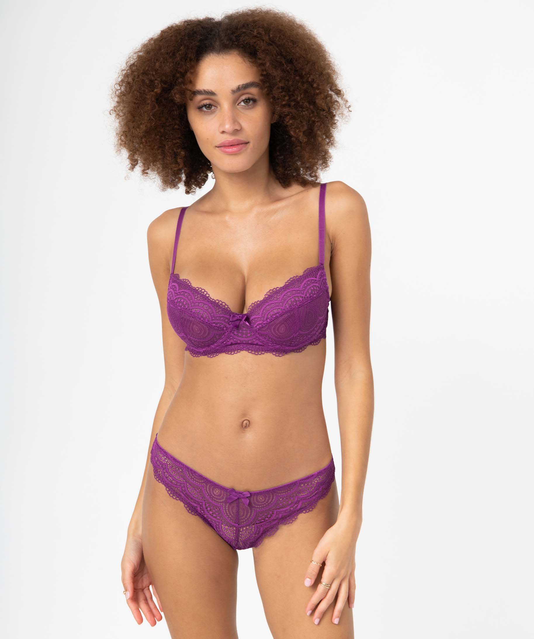 Culotte en dentelle et tulle femme (lot de 2) violet | GEMO