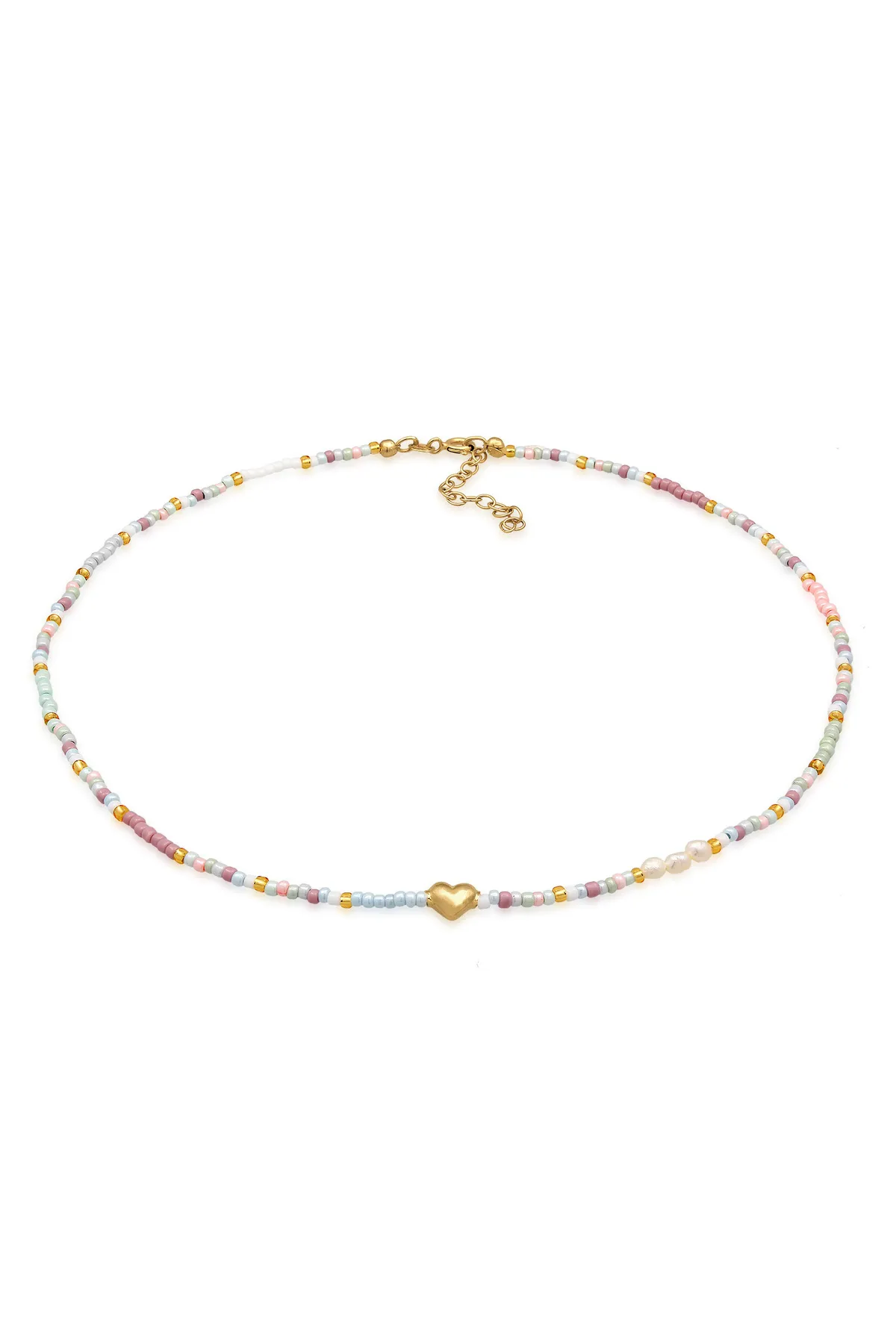 ELLI  Halskette Choker Herz Glasperlen Sommer Style 925 Silber