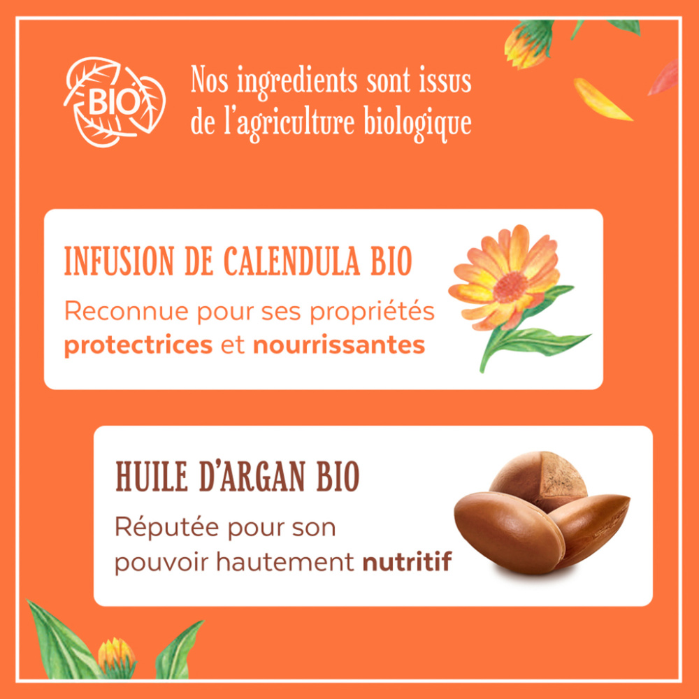 le petit marseillais Après-Shampooing Nutrition Infusion Calendula et Argan Bio - Le flacon de 200 ml Après-Shampooing