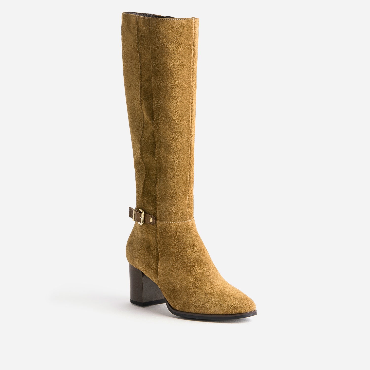 Botte marron clair en cuir velours