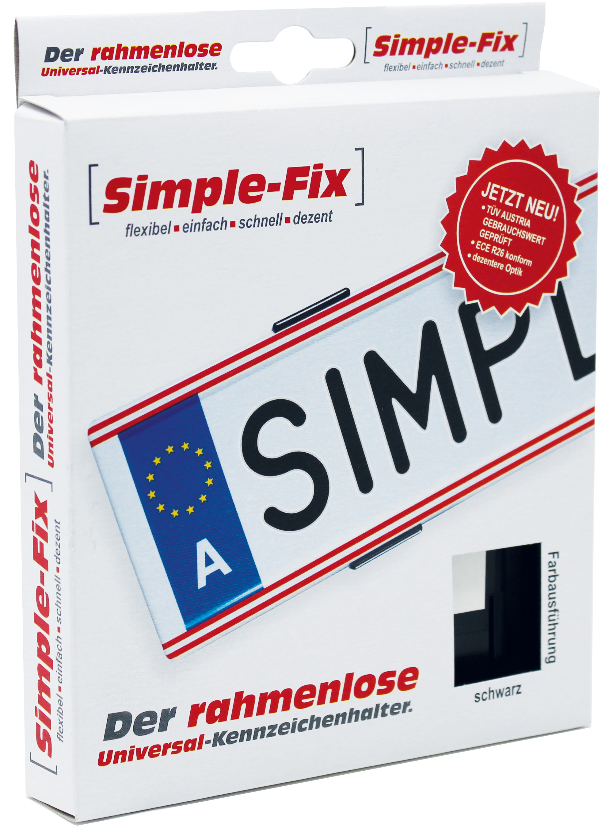 Kennzeichenhalter für österreichische Kennzeichen, 2 Paar, schwarz von SimpleFix - ATU