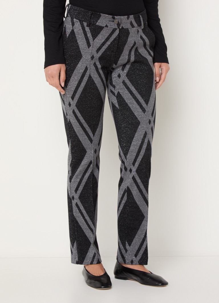 BRAX  Maron mid waist straight fit pantalon met print en lurex
