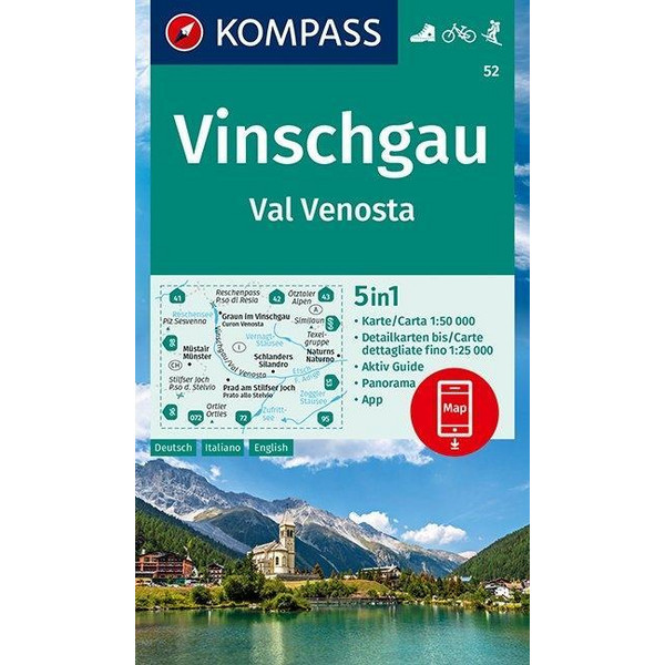 KOMPASS Wanderkarte Vinschgau /Val Venosta 1:50 000 - Wanderkarte