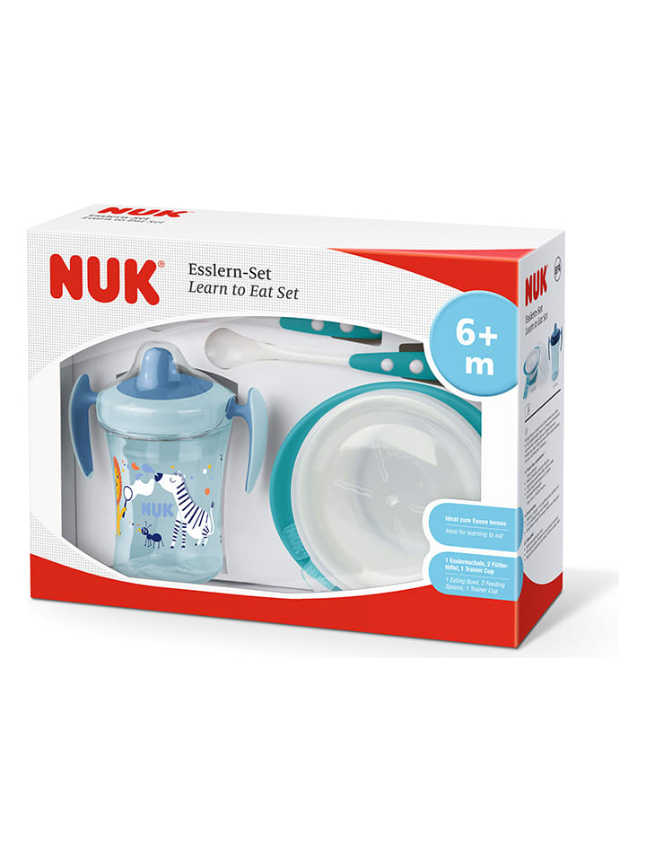 NUK 4tlg. Esslern-Set in Hellblau/ Türkis günstig kaufen onesize
