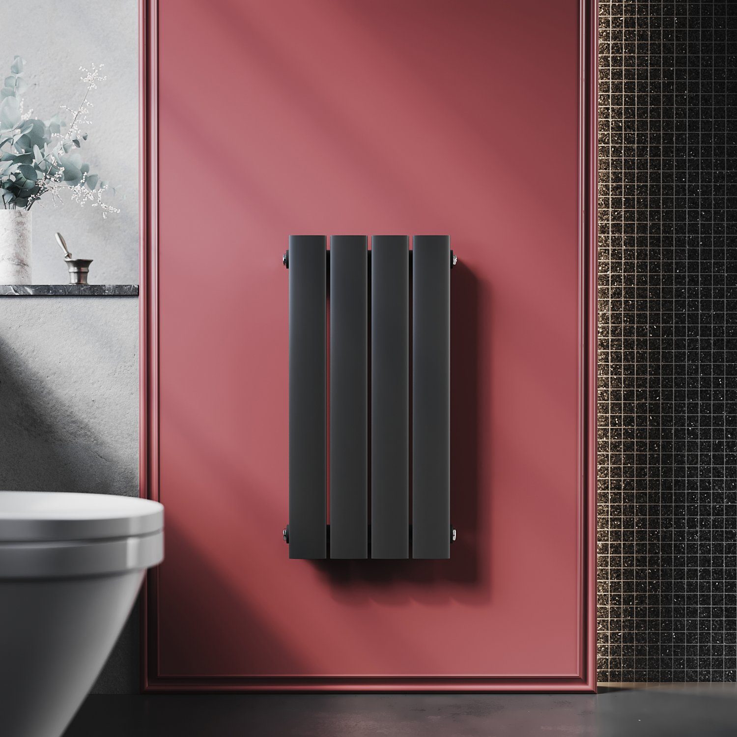 ELEGANT Designheizkörper Design Heizkörper Flach Anthrazit mit Multiblock Doppellagig/Einlagig, Paneelheizkörper Vertikal/Horizontal, Doppellagig/Einlagig, Anthrazit