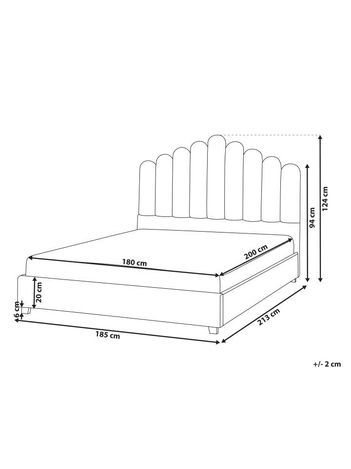 Beliani Doppelbett VINCENNES in Beige/Schwarz - (W) 185 x (H) 124 x (L) 213 cm günstig kaufen onesize