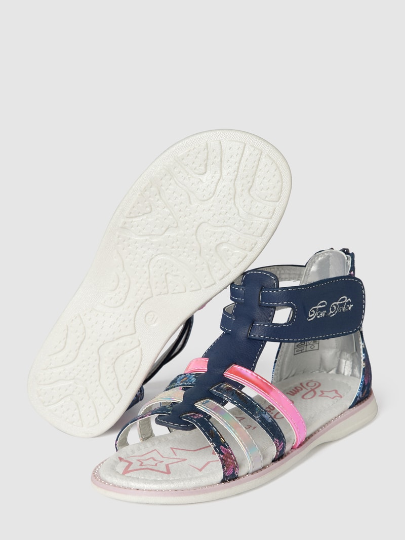 Sandalen mit Label-Stitching in marineblau