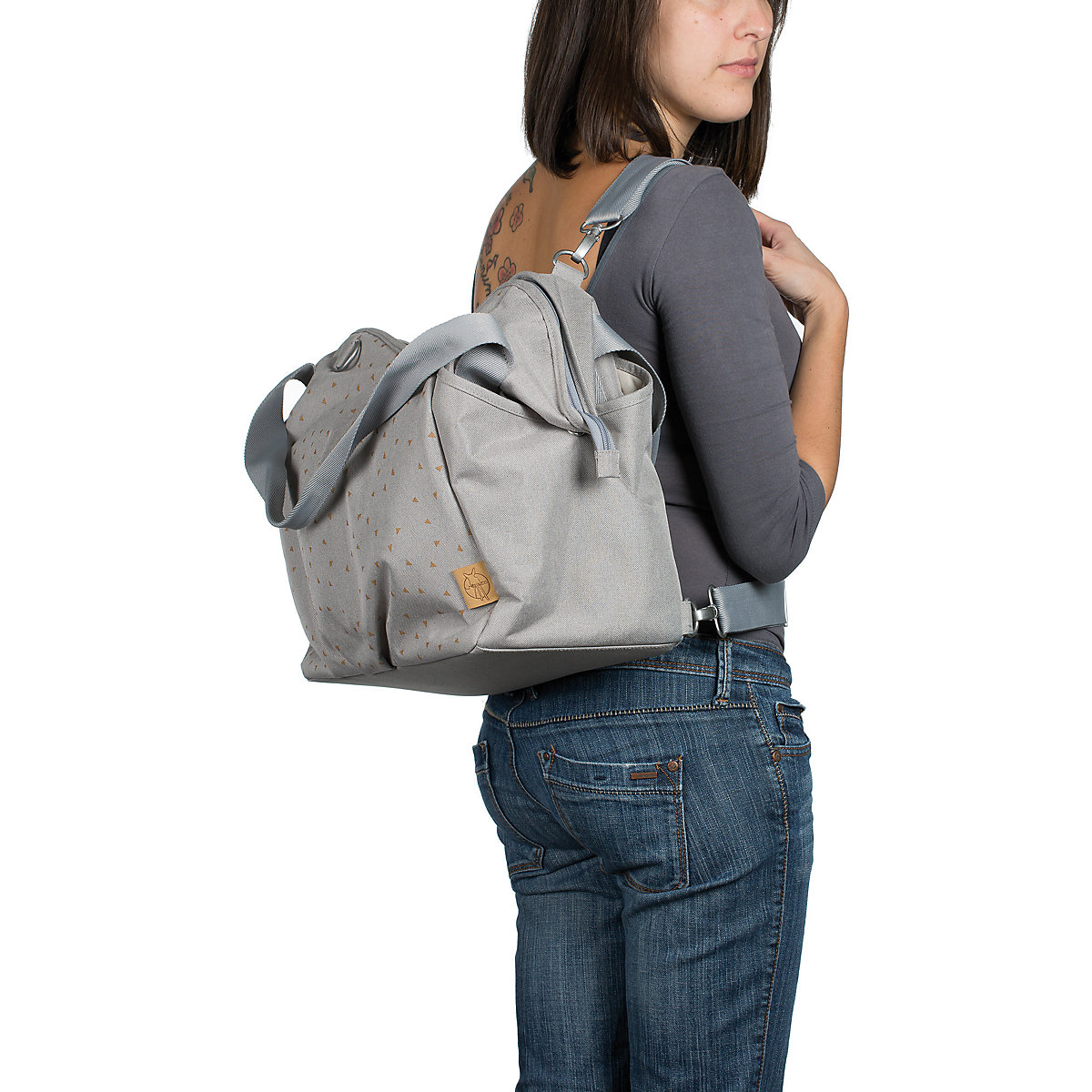 Wickeltasche Zwillinge Casual Twin Bag Triangle dark grey, inkl. Zubehör & Wickelunterlage