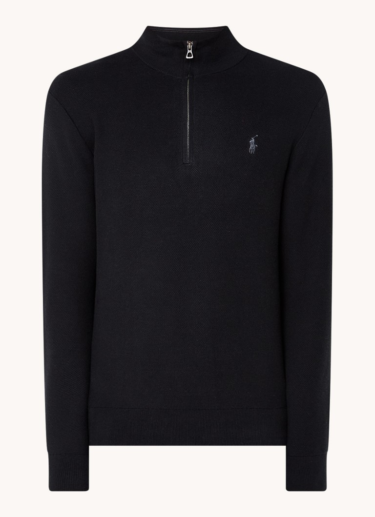 Ralph Lauren Fine-knit pullover with half zip and logo embroidery