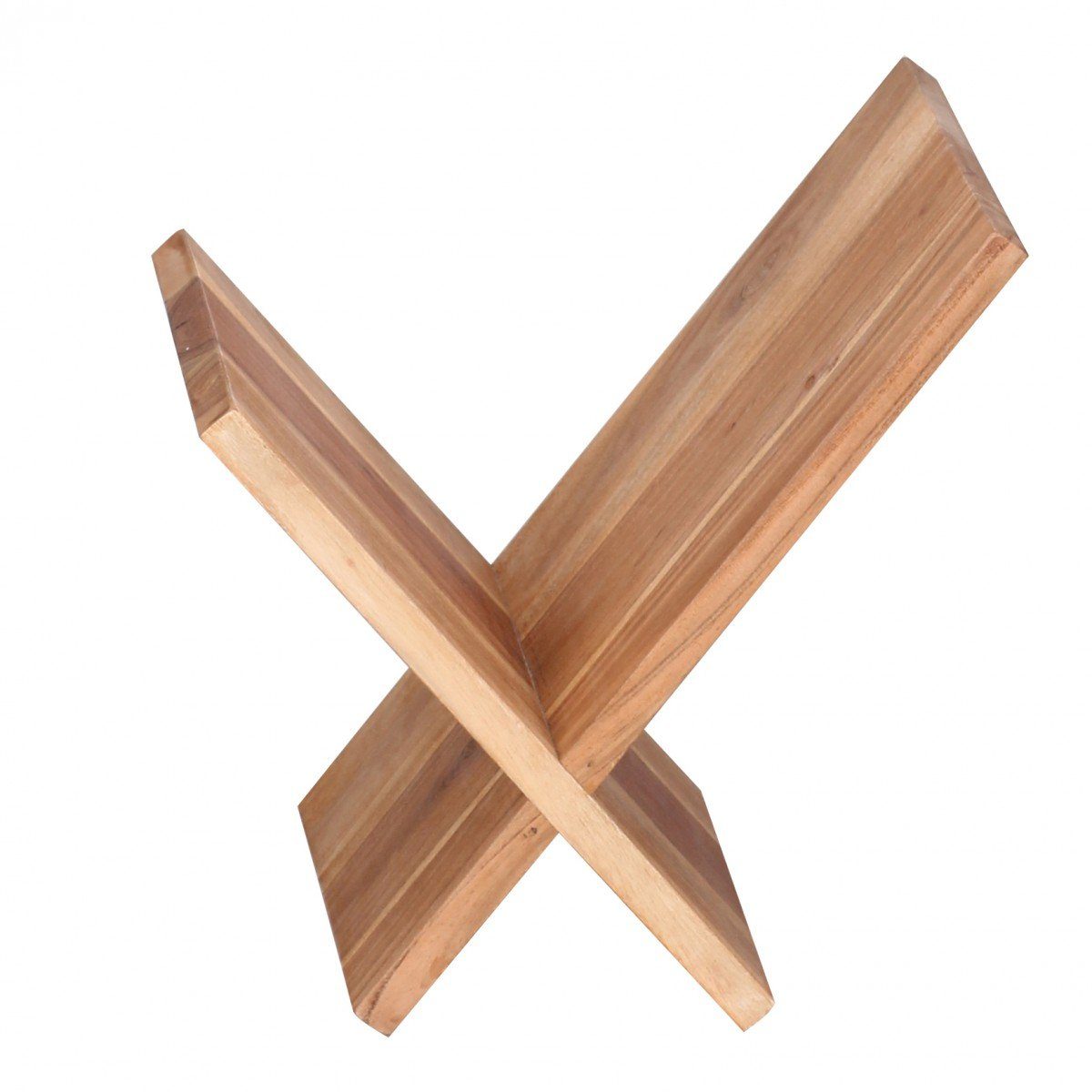FINEBUY Zeitungsständer SuVa2549_1 (Akazie Massivholz X-Form 31 cm, Prospekthalter), Zeitschriftenständer Modern, Buchständer