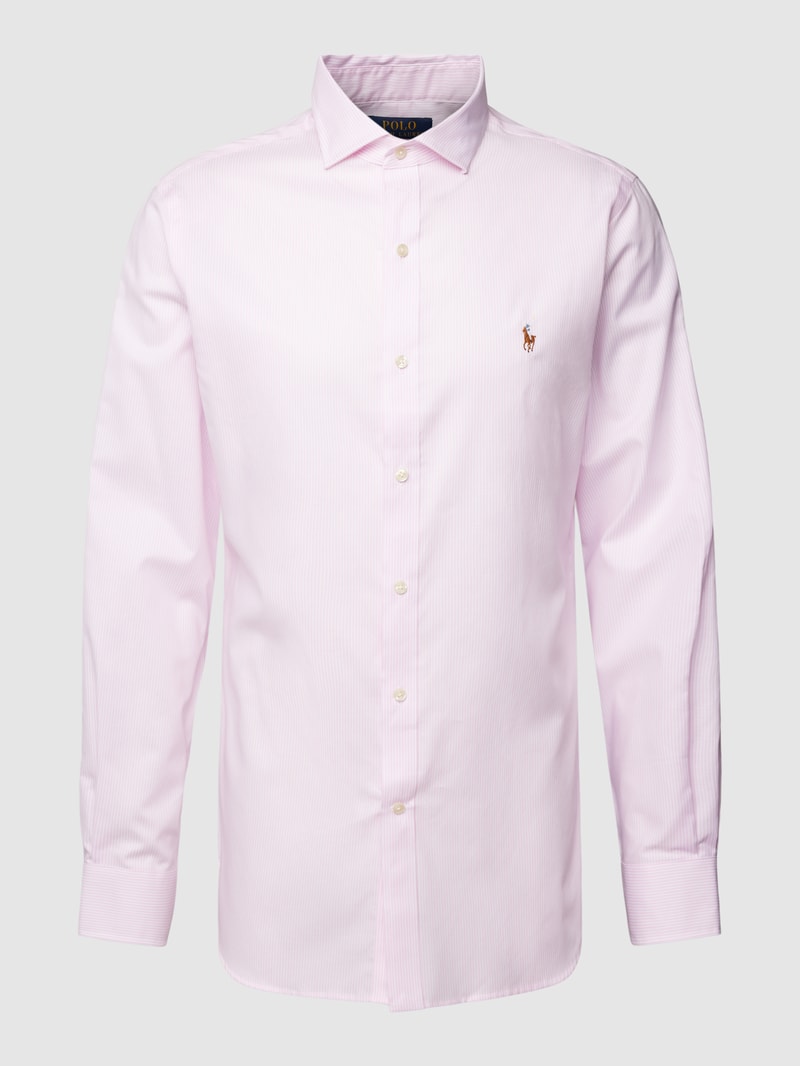 Slim Fit Business-Hemd mit Label-Stitching in rot