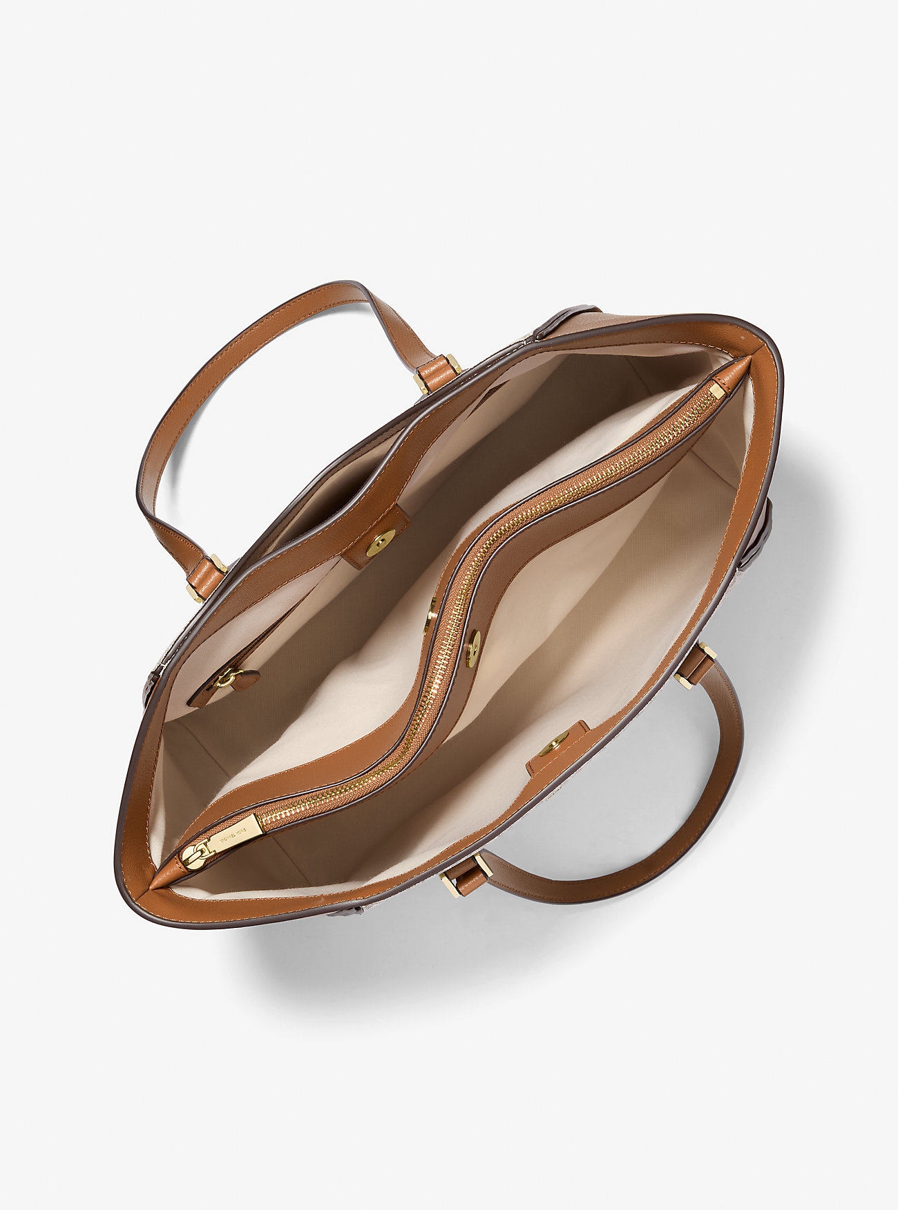 Taryn stor veske med signaturlogo og skinn – BRN/ACORN
