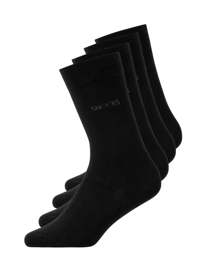 SNOCKS Business Socken aus Bio-Baumwolle 4 Paar in Schwarz günstig kaufen