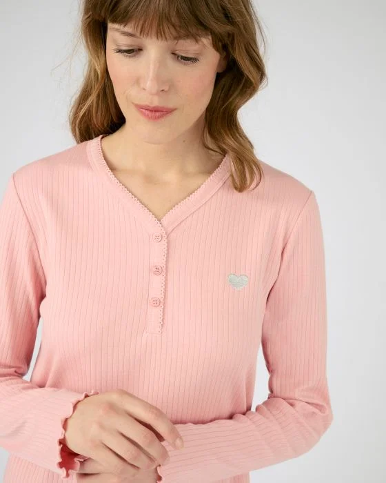Chemise de nuit maille interlock côtelée douce et souple