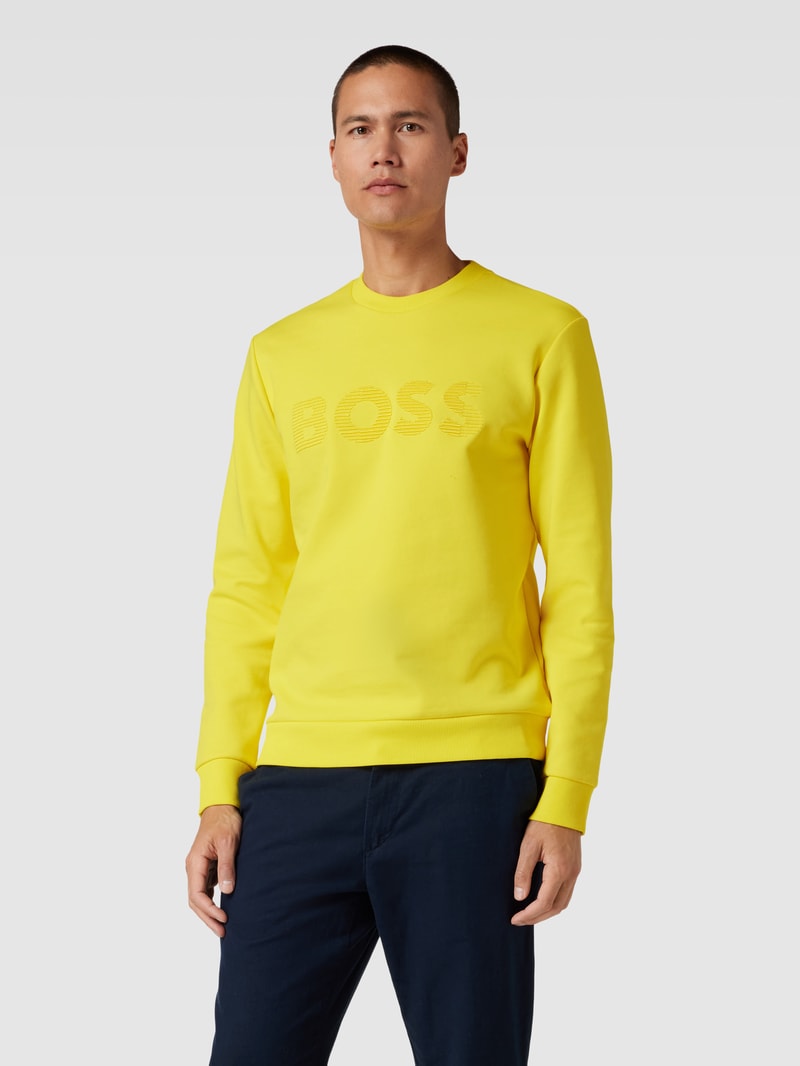 Sweatshirt mit Label-Print Modell 'Salbo' in gelb