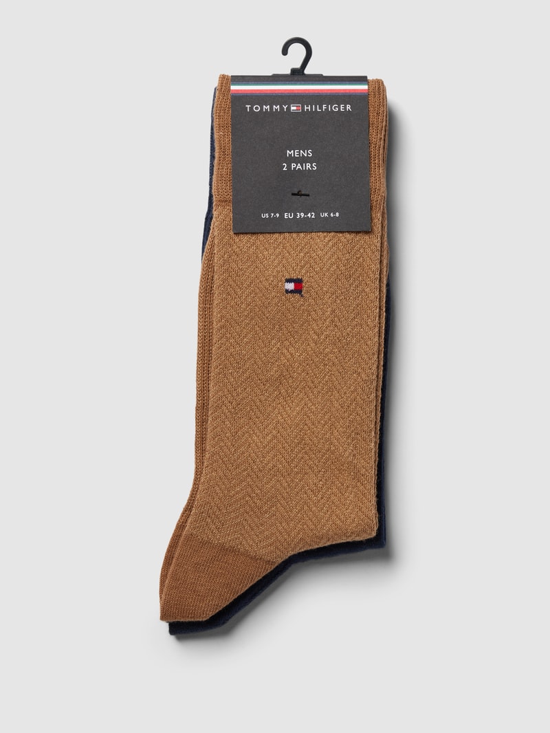 Socken mit Label-Details Modell 'Herringbone' im 2er-Pack in beige