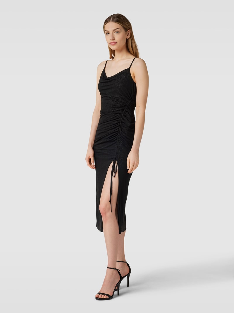 Cocktailkleid mit Effektgarn in schwarz