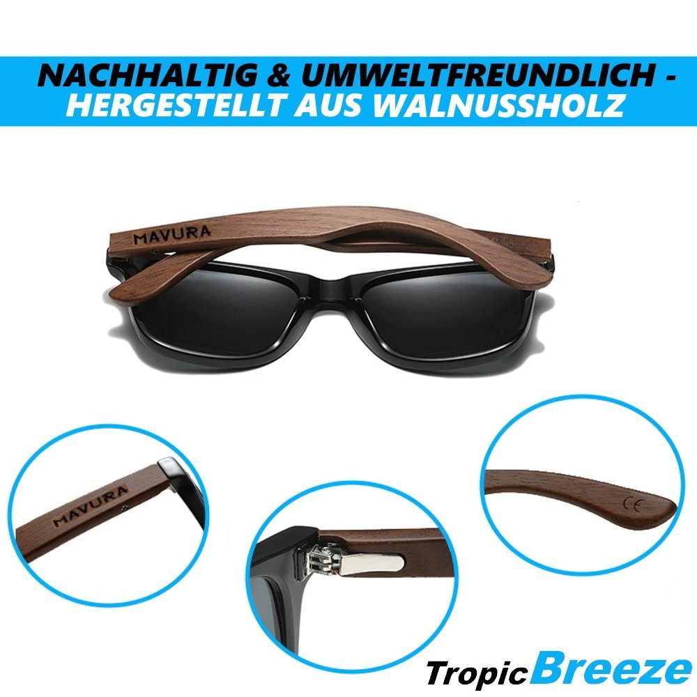 MAVURA Sonnenbrille TropicBreeze Walnussholz Design Sonnenbrille Natürliche Herren Damen Holz Mode Brille Polarisiert Pilot UV400