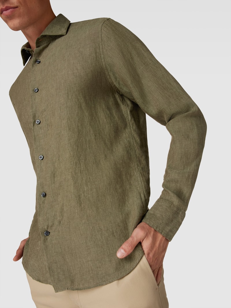 Regular Fit Freizeithemd mit Kentkragen Modell 'marc' in khaki