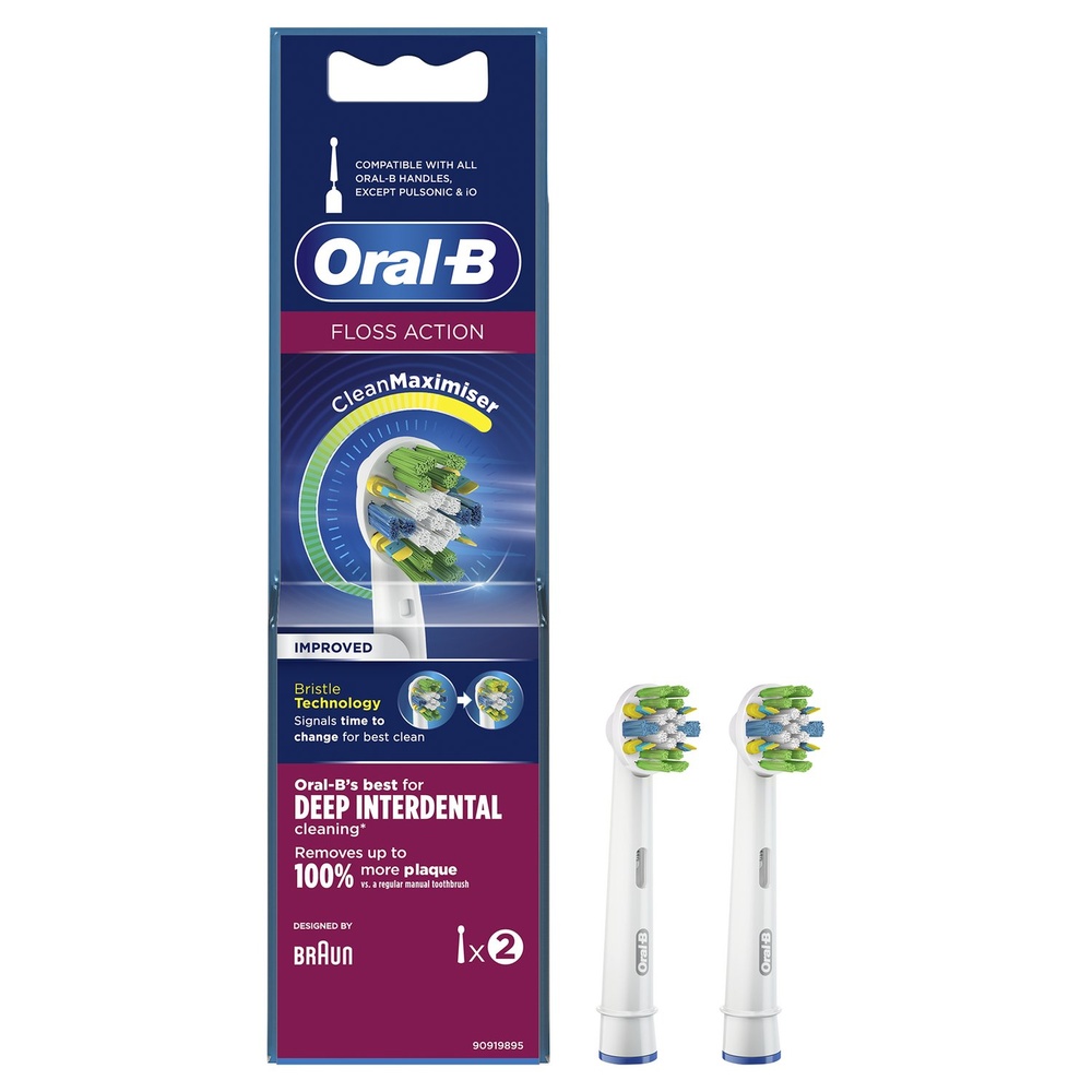 oral-b Oral-B FlossAction Brossette Avec CleanMaximiser, 2 Brossettes De Rechange