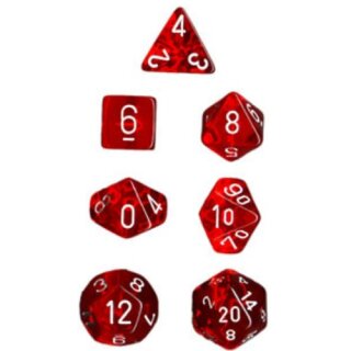Translucent Mini-Polyhedral Red/white Würfel (7)