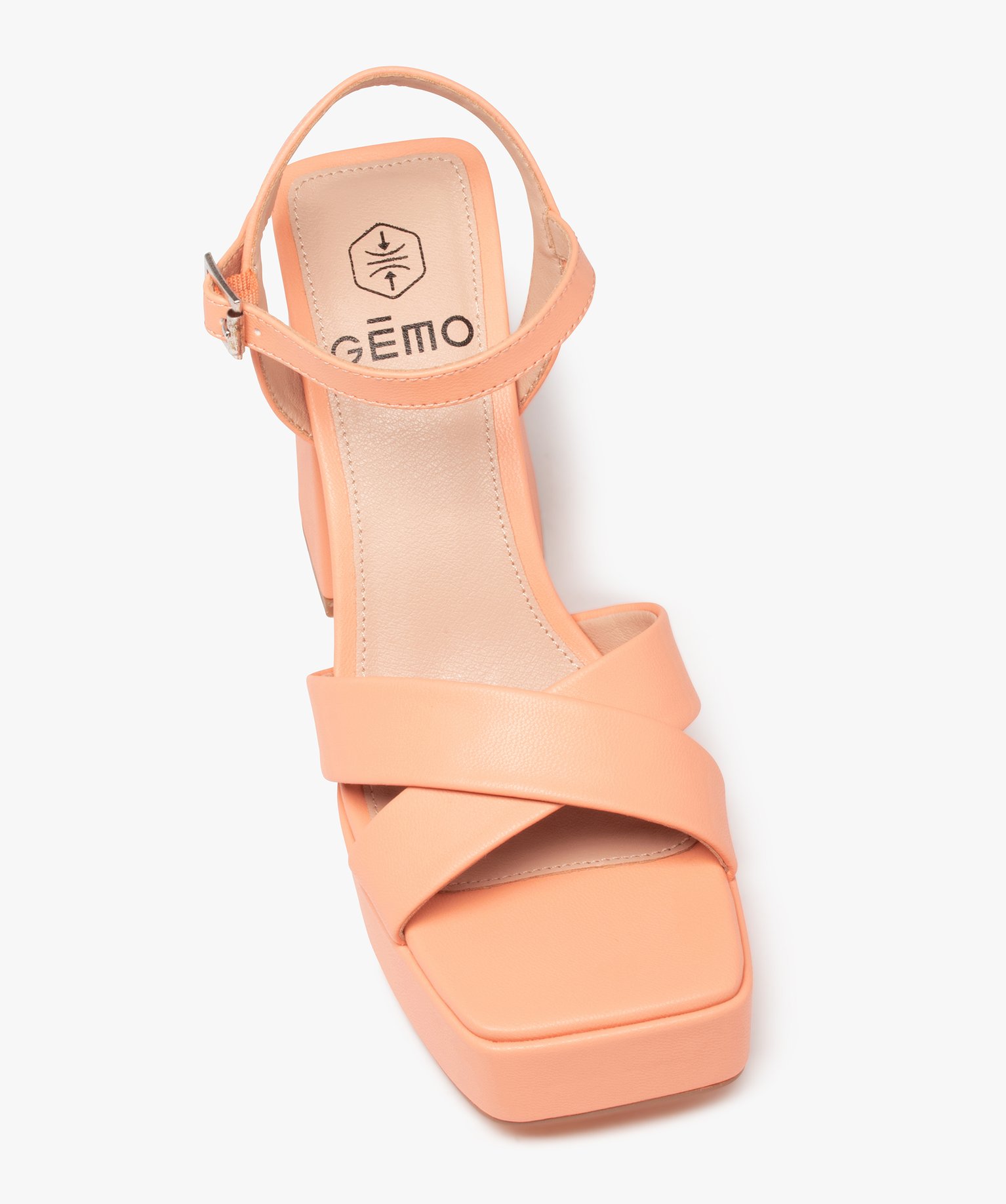 Sandales femme unies à talon flare haut beige | GEMO