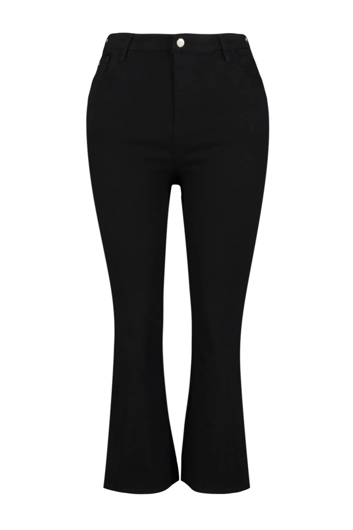 Trendyol Curve  Schwarze, lichtechte High-Waist-Jeans in Culotte-Passform mit kurzem Bein TBSSS23AR00014