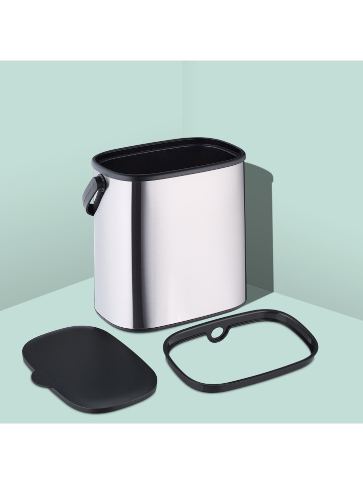 relaxdays Mülleimer in Silber/ Schwarz - 5 l günstig kaufen onesize