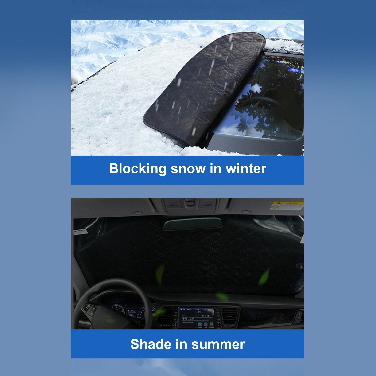 Rutaqian Frontscheibenabdeckung Frontscheibenabdeckung, Windschutzscheibenabdeckung, (Auto Scheibenabdeckung, mit Seitenspiegelabdeckung Winter Frostabdeckung), für die Windschutzscheibe gegen Schnee, EIS, Frost, Staub, Sonne