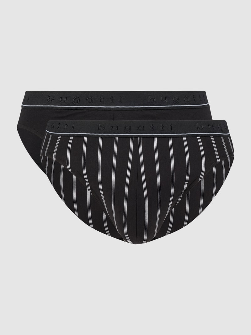 Slip mit Stretch-Anteil im 2er-Pack in schwarz