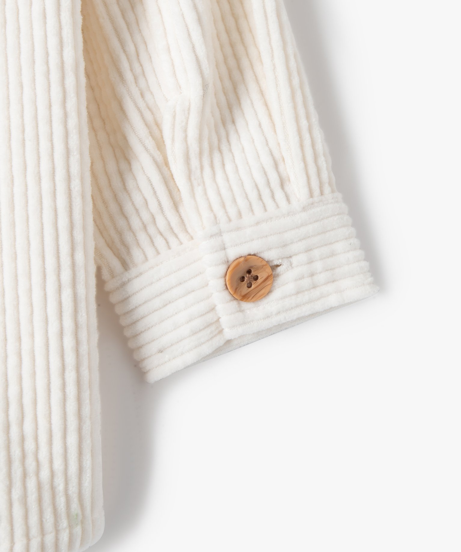 Chemise bébé fille en velours à grosses ctes ecru | GEMO