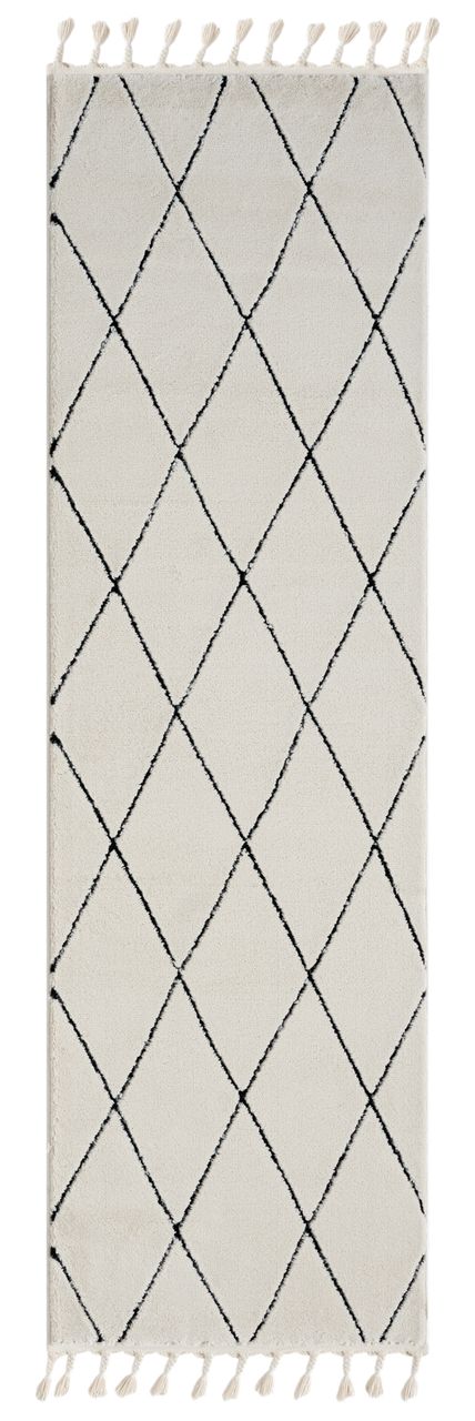 MyFlair Teppich Moroccan Symphony, 80 cm x 250 cm, Farbe weiß, rechteckig, Florhöhe 19mm