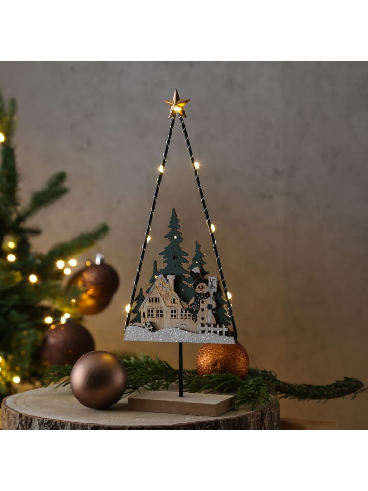 MARELIDA LED Dekoleuchte SNOWMANS HOUSE 33cm in braun günstig kaufen onesize