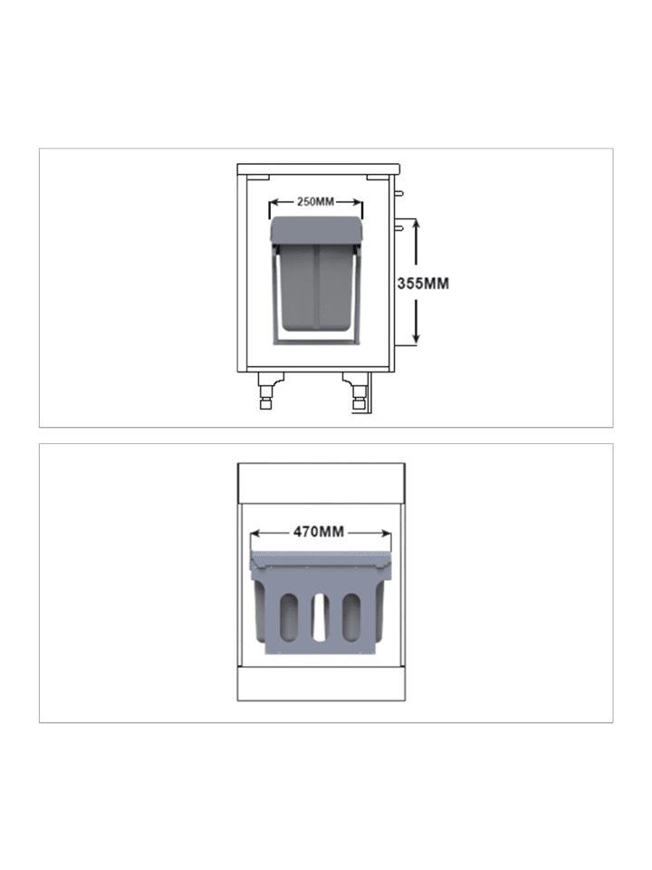 relaxdays Einbaumülleimer in Grau - (B)25x (H)35,5 x (T)47 cm günstig kaufen onesize